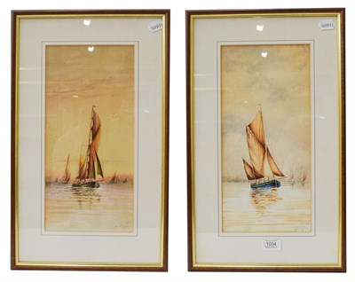 Lot 1034 - J.W. Taylor (English School) Marine views depicting sailing vessels, signed dated 1917,...