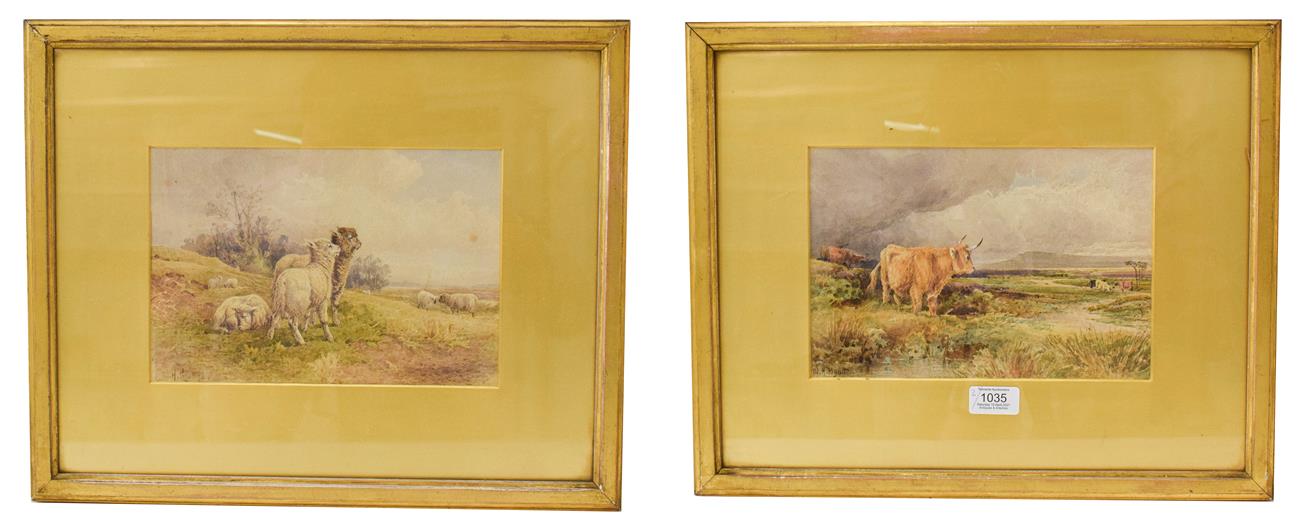 Lot 1035 - William Henry Pigott (1810-1901), sheep and highland cattle in landscapes, pair of...