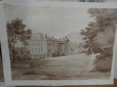 Lot 1042 - A folio of mainly 19th century British and European original drawings, pencil, watercolours and...
