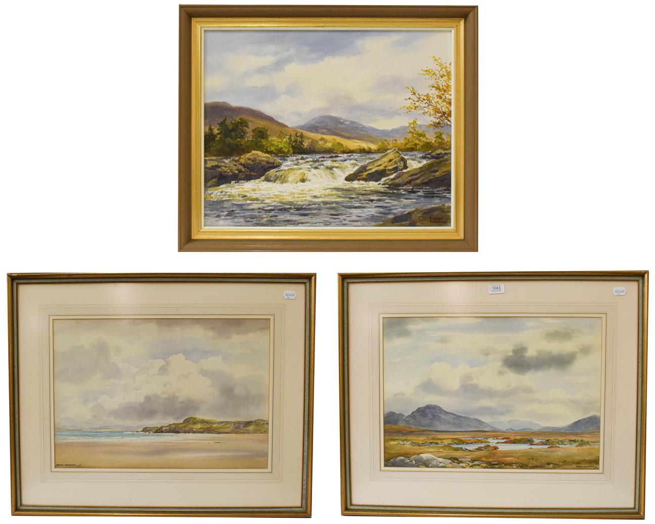 Lot 1043 - Robert Eggington (20th century) river Orchy Argyllshire, oil on canvas 39cm by 50cm, together...