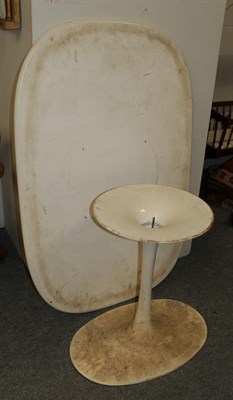 Lot 1073 - A white Eero Saarinen style pedestal or 'tulip' table 140cm by 90cm by 73cm