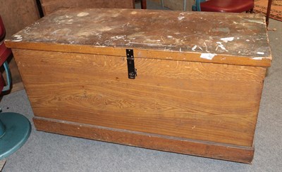 Lot 1076 - A large early 20th century pine blanket chest 145cm by 63cm by 78cm