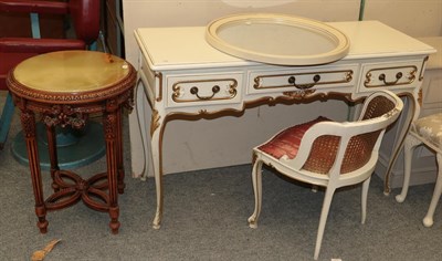 Lot 1086 - A modern painted parcel gilt dressing table 124cm by 45cm by 79cm together with a matching...