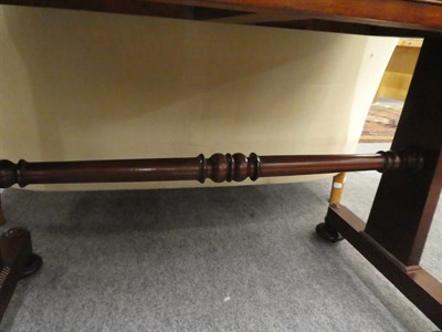 Lot 1104 - A Victorian mahogany leather top two-drawer writing table 92cm by 47cm by 73cm
