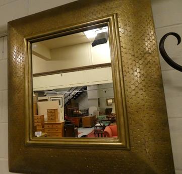 Lot 1117 - A modern cushion form fish scale decorated mirror 92cm by 101cm