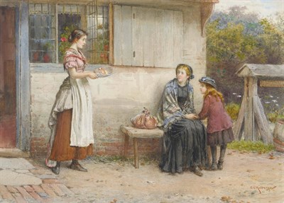 Lot 770 - George Goodwin Kilburne RI (1839-1924) "Charity" Signed, pencil and watercolour with scratching...