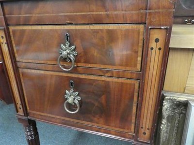 Lot 1155 - An George III inlaid and cross banded mahogany bow fronted sideboard 186cm by 77cm by 91cm
