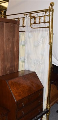 Lot 1192 - A Victorian brass framed half tester double bed, 137cm wide, 205cm long, approx 230cm high