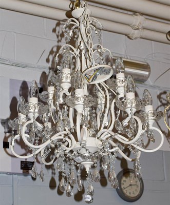 Lot 1220 - A Laura Ashley white painted metal twelve light chandelier, 75cm drop