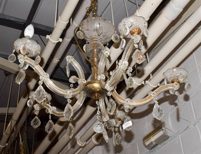 Lot 1221 - A Venetian style five light lustre drop chandelier, 50cm
