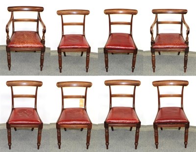 Lot 1226 - A set of eight early 19th century dining chairs, including two carvers, with red leather...