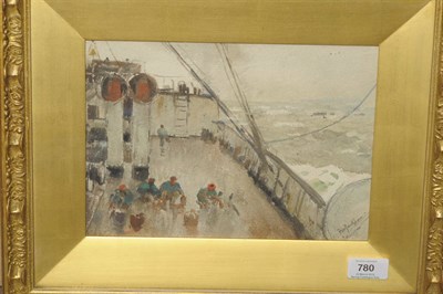 Lot 780 - Frederick William Jackson RBA, NEAC (1859-1918) "In the Bay of Biscay" Signed, inscribed and...