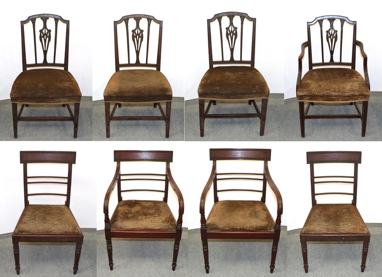 Lot 1229 - A set of four 19th century mahogany dining chairs including two carvers, together with a...