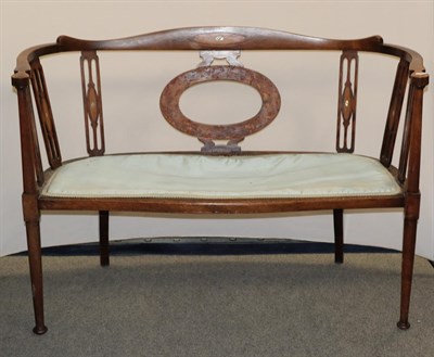 Lot 1231 - An Edwardian mother of pearl inlaid parlour sofa, 120cm