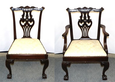 Lot 1232 - Two 19th century Chippendale style mahogany dining chairs, a carver and side chair
