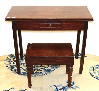 Lot 1235 - A George III mahogany fold over tea table 92cm by 45cm by 74cm together with a 19th century...
