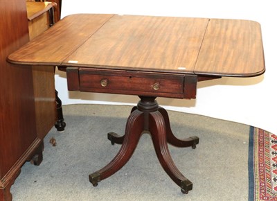 Lot 1261 - A 19th century mahogany drop leaf pedestal table, 112cm (open) by 99cm by 73cm