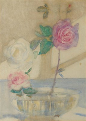 Lot 784 - Mark Senior NPS (1862-1927) Still life of roses in a glass bowl Watercolour, 35.5cm by 25.5cm...