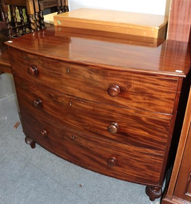 Lot 1267 - A Victorian mahogany bow fronted three high chest of drawers, 120cm by 62cm by 97cm