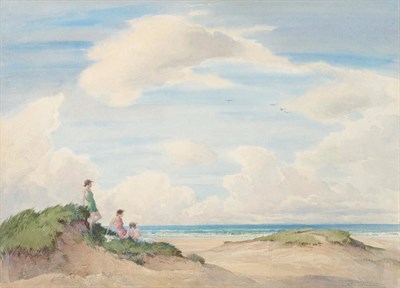 Lot 785 - Percy Lancaster RI, RBA, PRCamA (1878-1951)  Three ladies wearing bathing costumes on sand...