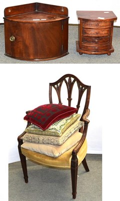 Lot 1277A - A 19th century shield back dining chair, a hanging corner cupboard and a modern miniature chest...