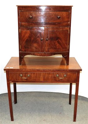 Lot 1278 - A 19th century inlaid mahogany side table, 92cm by 50cm by 77cm, together with a Georgian...