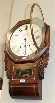 Lot 1286 - A late 19th century rosewood and mother-of-pearl inlaid striking drop dial wall clock with...