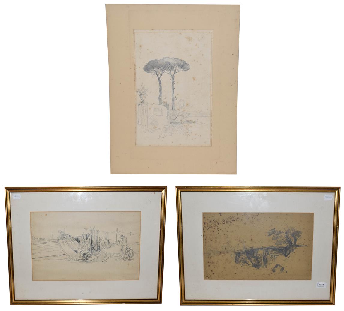 Lot 1031 - In the manner of William James Müller (1812-1845), three pencil sketches, unsigned (two framed)