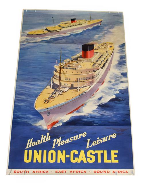 Lot 3016 - Advertising Poster: Union Castle Health-Pleasure-Leisure by Johnston 24x39'', 63x100cm (G-E)