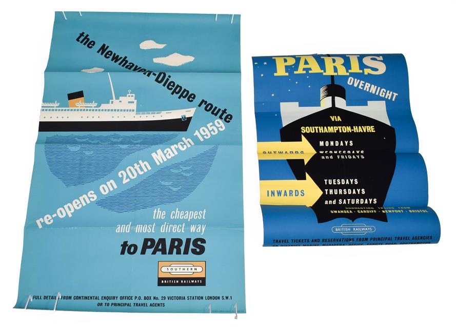 Lot 3020 - British Railways Advertising Posters (i) BR(S) The Newhaven-Dieppe Route re-opens on 20th March...