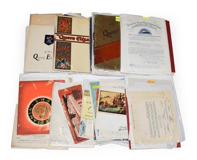 Lot 3027 - Cunard Paperwork including The Giant Cunarders: Berengaria, Aquitania Mauritania booklet; The...