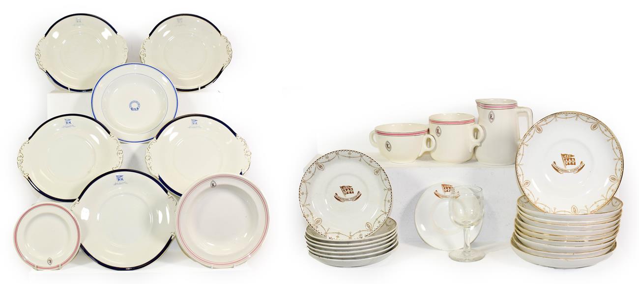 Lot 3030 - Ellerman Lines Ceramics Group two bowls, side plate, milk jug and two cups; Ellerman & Bucknall...