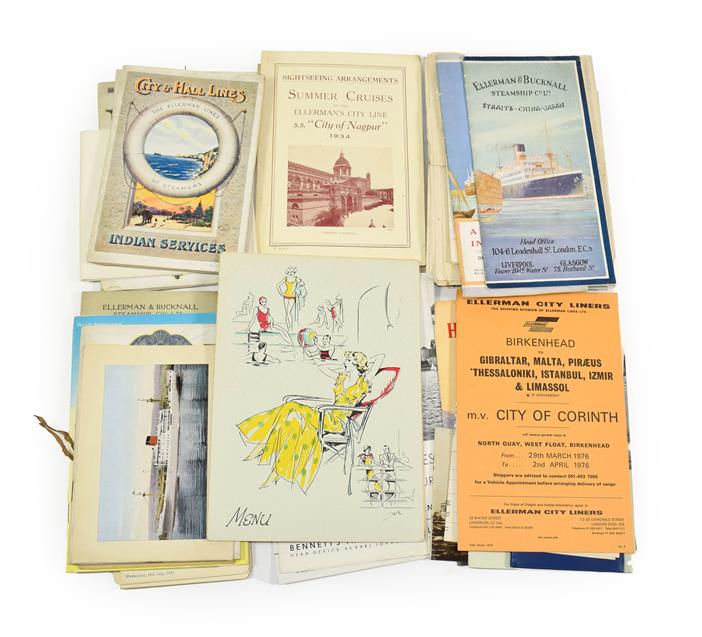 Lot 3031 - Ellerman Lines Paperwork including List of Steamers 1937; Accommodation plans: City of Port...