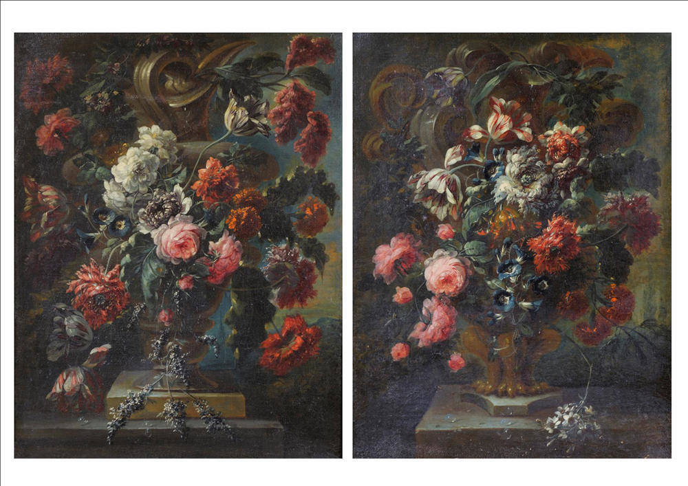 Lot 793 - Follower of Jean Baptiste Monnoyer (18th century) Still life of flowers; Still life of flowers in a