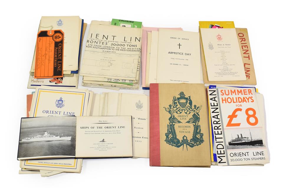 Lot 3042 - Orient Line Paperwork including Ships of the Orient Line, A Voyage to Australia, Timetable...