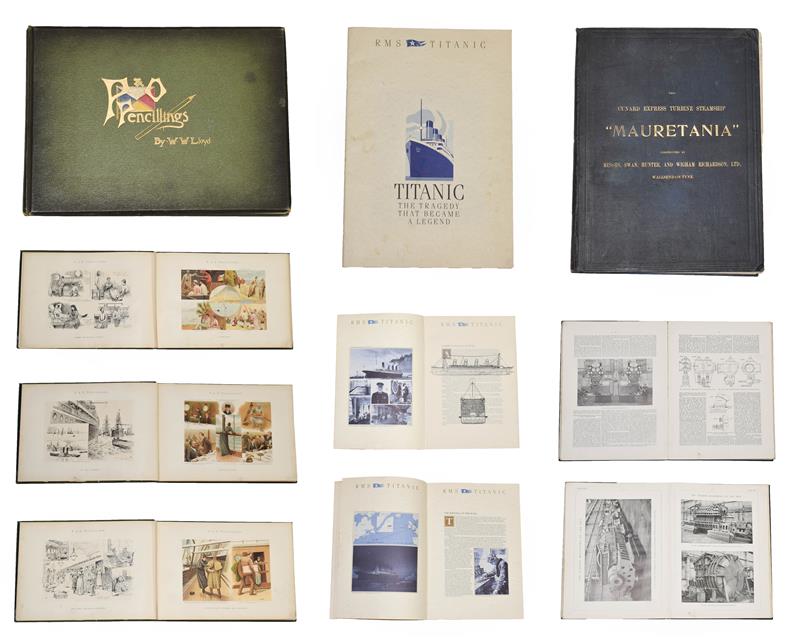 Lot 3045 - P&O Pencillings By W W Lloyd together with The Cunard Turbine-Driven Quadruple-Screw Atlantic Liner