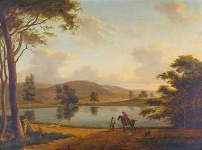 Lot 794 - Style of Hendrik Frans de Cort (18th century) Dutch Gentleman on horseback beside a lake Bears...