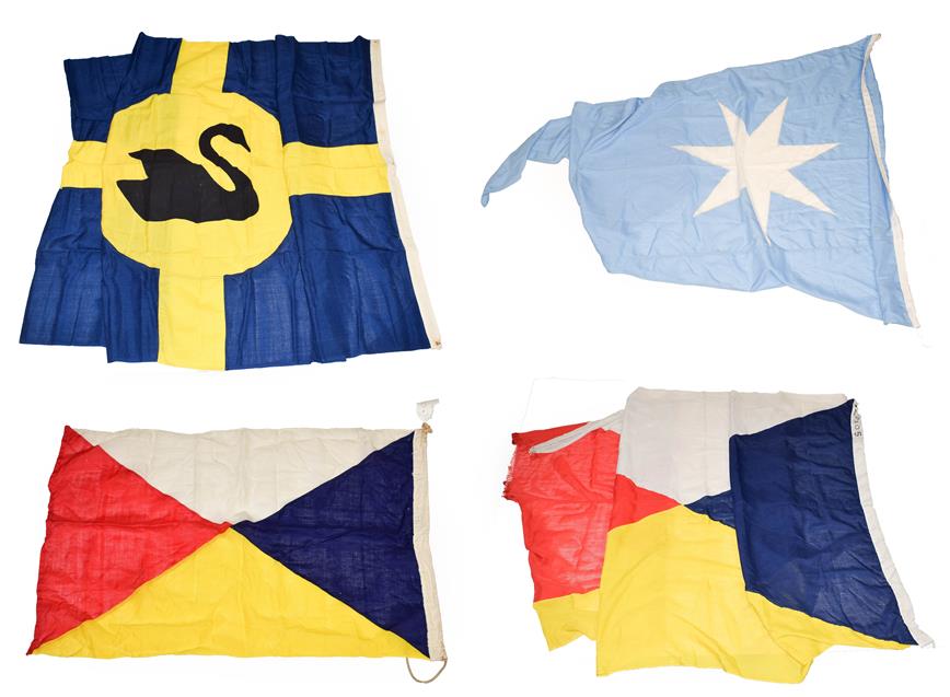 Lot 3056 - Shipping Line Flags two P&O one large, one small Maersk and Australini (4)