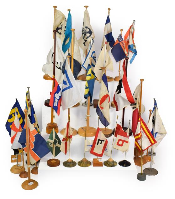 Lot 3064 - Shipping Related Office/Agents Flags mostly on stands (approx 40)