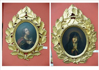 Lot 797 - After Sassoferrato and Raphael (19th century) "Magdalen"; Female saint holding a vessel Both...