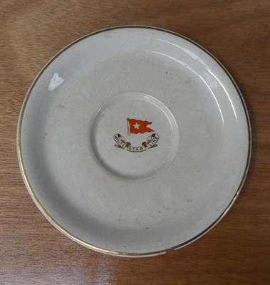 Lot 3101 - White Star Line Ceramic Group large saucer with flag and company banner 7 1/2'' dia (chipping...
