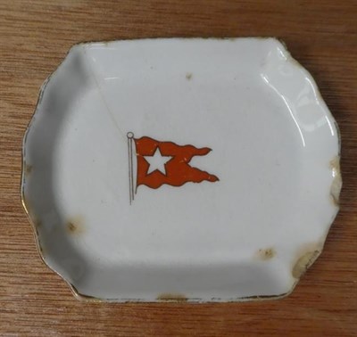 Lot 3101 - White Star Line Ceramic Group large saucer with flag and company banner 7 1/2'' dia (chipping...