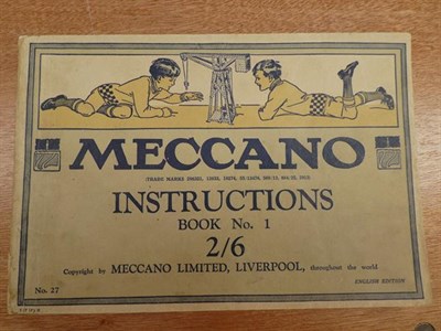 Lot 3200 - Meccano Engineering For Boys Outfit No.5 red/green parts strung onto original card inserts,...