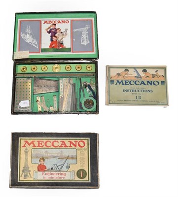 Lot 3201 - Meccano Engineering In Miniature Outfit No.1 nickel silver parts with Instruction Book No.1 and...