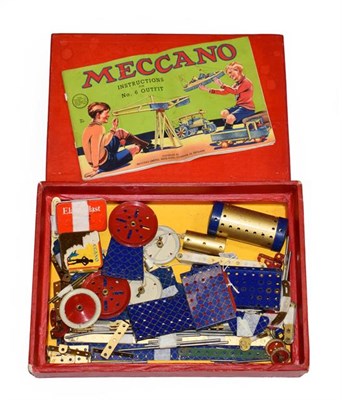 Lot 3202 - Meccano No.6 Set blue hatched/gold parts, in two layer box with Instructions (G-F box G, lacks lid)