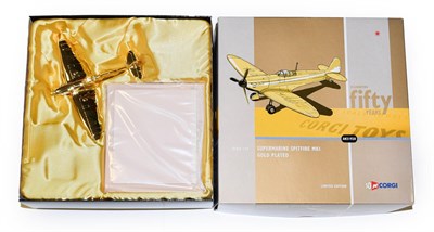 Lot 3211 - Corgi 1:72 Scale AN31920 Supermarine Spitfire MkI Gold Plated Limited Edition No.0039 of 50...