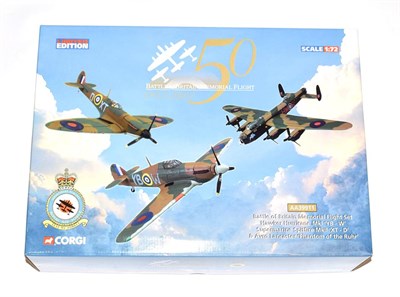 Lot 3232 - Corgi Aviation Archive AA32602 1:72 Scale Battle Of Britain Memorial Flight Set with Hawker...