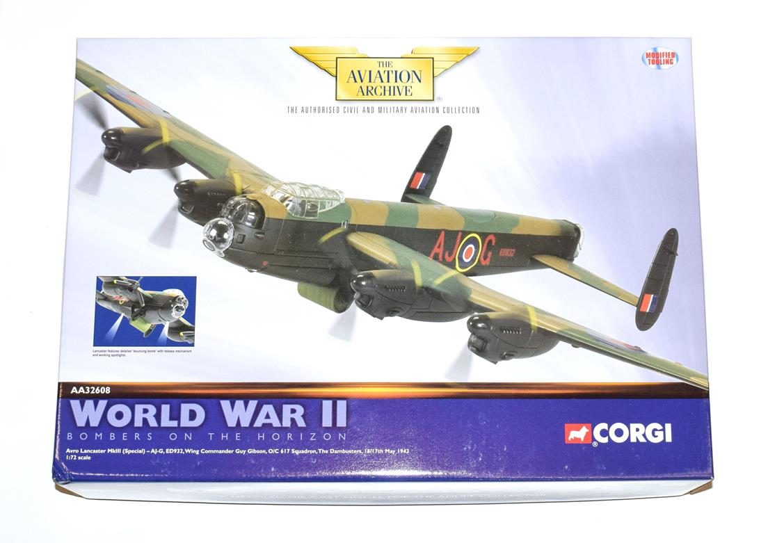 Lot 3234 - Corgi Aviation Archive AA32608 1:72 Scale Avro Lancaster MkIII Wing Commander Guy Gibson 617...