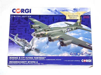 Lot 3266 - Corgi Aviation Archive AA39915 1:72 Scale Boeing B17F Flying Fortress And Messerschmitt Bf109G Twin