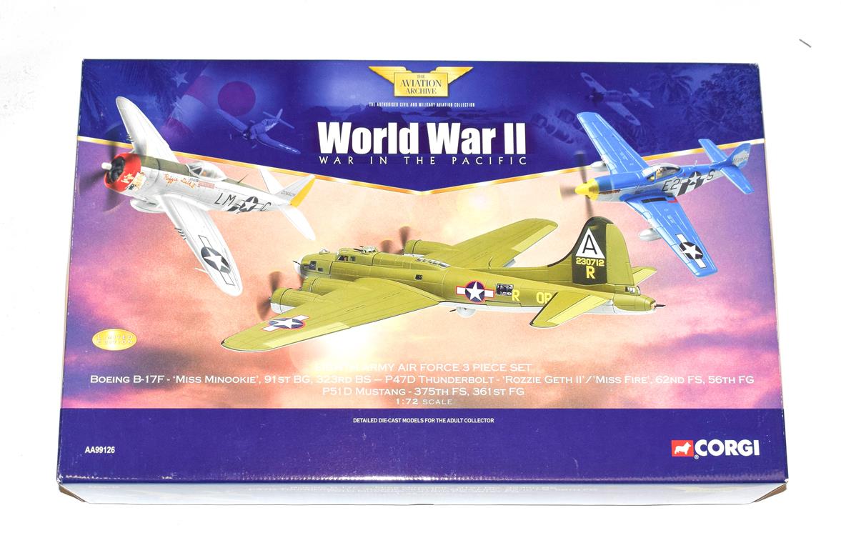 Lot 3269 - Corgi Aviation Archive AA99126 1:72 Scale War In The Pacific Eighth Army Air Force 3 Piece Set...